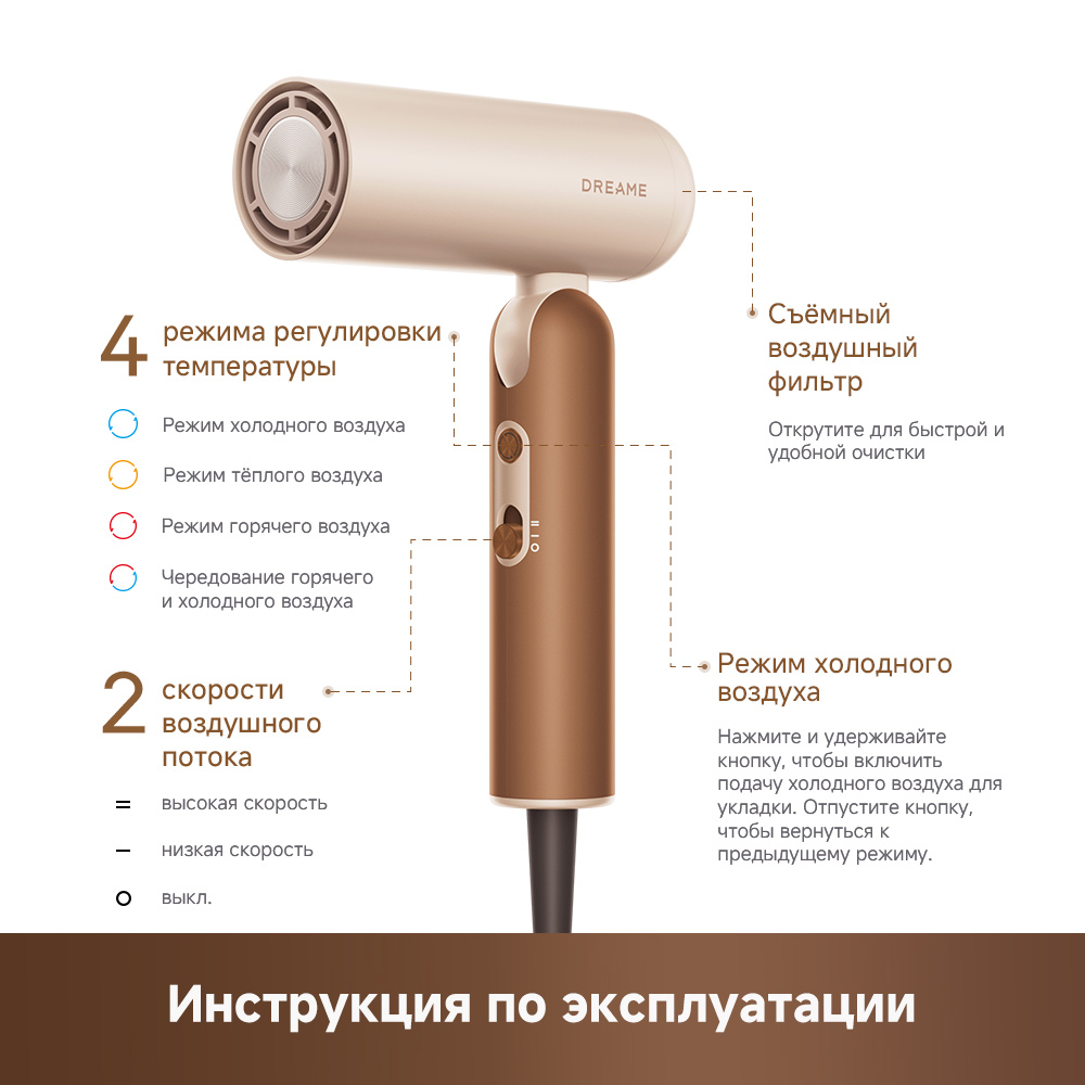 Фен Dreame Hairdryer Pocket Cake Tiramisu
